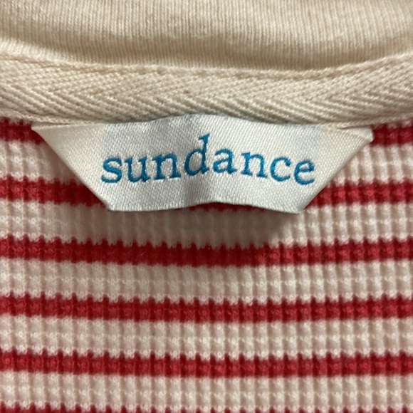 Sundance Striped Crewneck Thermal Long Sleeve Top Red/Cream Size Med Petite - Picture 5 of 6